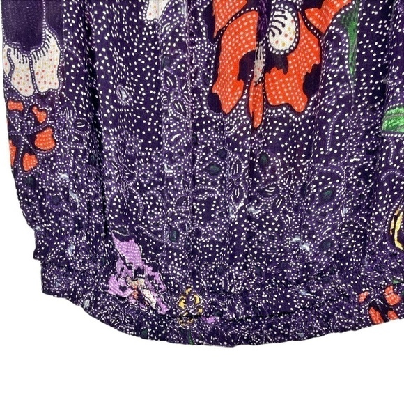 Free People One Suki Smocked Off Shoulder Purple Floral Blouse NWT - Picture 6 of 11